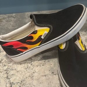 Slip on Vans. Flames Mens size 9